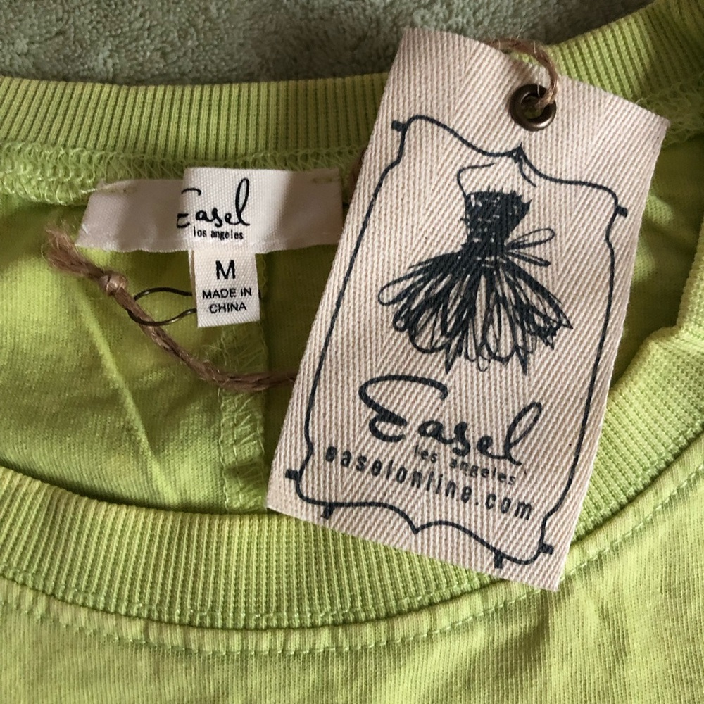 easel tee shirt stars oversized lime green celestial relaxed short sleeve - Picture 5 of 8